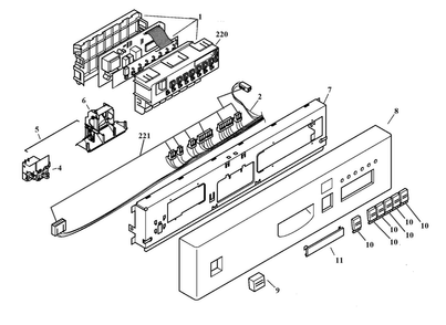 Control Panel Diagram and Parts List for SHU5302UC 12 Bosch Dishwasher