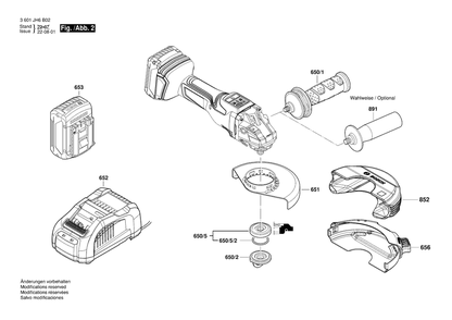 Diagram 2 Diagram and Parts List for GWS18V-15PSC 3 601 JH6 B02 Bosch Angle Grinder