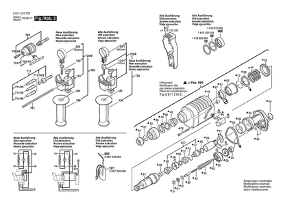 Section 2 Diagram and Parts List for 0611210302  Bosch Hammer Drill