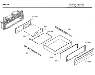 Drawer Diagram and Parts List for HGS7132UC 06 Bosch Range