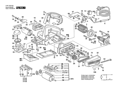 Section 1 Diagram and Parts List for GHO31-82 0601593032 Bosch Planer Jointer