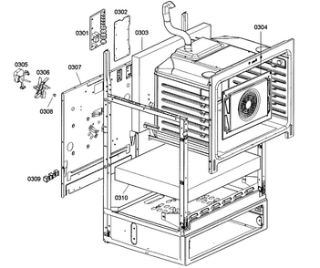 Cabinet Assy Diagram and Parts List for HES345U 01 Bosch Range