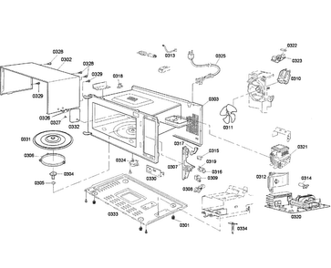 Cabinet Diagram and Parts List for MBESLFTD 01 Thermador Microwave
