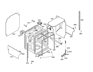 Tub Diagram and Parts List for SHE68M05UC 46 Bosch Dishwasher