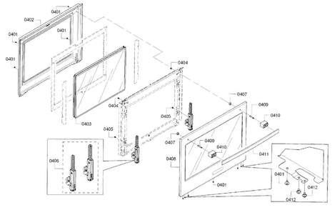 Door Assy Diagram and Parts List for HBL5751UC 01 Bosch Microwave