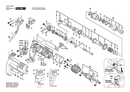 Section 1 Diagram and Parts List for GBH18 0603245038 Bosch Hammer Drill
