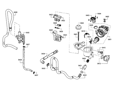 Pump & Pipe Assy Diagram and Parts List for SHX3AR55UC 15 Bosch Dishwasher