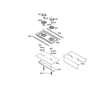 Burner Caps/Starburner W/Igniter Diagram and Parts List for PDR364GDZS 06 Thermador Range