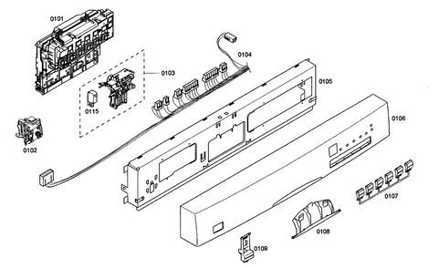 Control Panel Diagram and Parts List for SHE46C02UC 46 Bosch Dishwasher