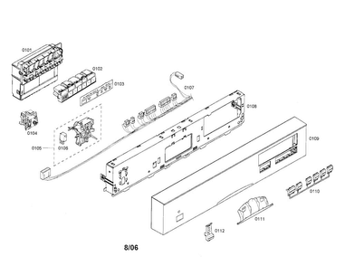 Fascia Panel/control Unit Diagram and Parts List for SHE47C05UC 21 Bosch Dishwasher