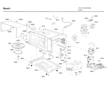 Microwave Asy Diagram and Parts List for HBL5750UC 09 Bosch Microwave