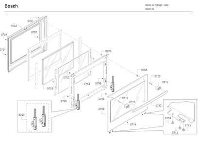 Door Diagram and Parts List for HDI8054U 04 Bosch Range