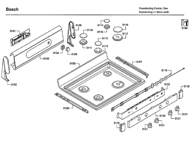 Top Assembly Diagram and Parts List for HGS7132UC 04 Bosch Range