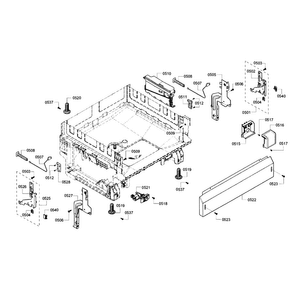 Base Diagram and Parts List for SHE3AR55UC 12 Bosch Dishwasher