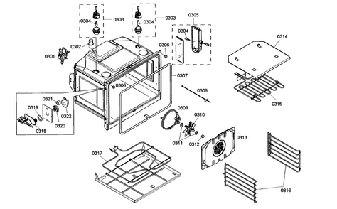 Oven Parts Diagram and Parts List for ME301EB01  Thermador Wall Oven