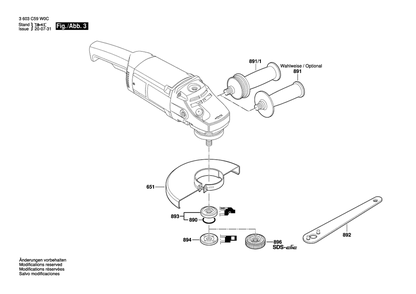 Diagram 3 Diagram and Parts List for PWS1900 3 603 C59 W0C Bosch Angle Grinder