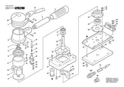 Section 1 Diagram and Parts List for SSS150W 0607250200 Bosch Orbital or Palm Sander
