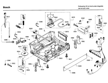 Base Diagram and Parts List for SHP65T56UC 02 Bosch Dishwasher