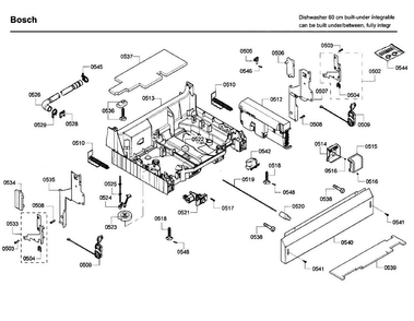 Base Diagram and Parts List for SHV68P03UC 63 Bosch Dishwasher