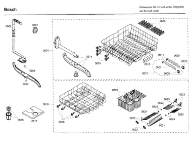 Rack Diagram and Parts List for SHX46A05UC 43 Bosch Dishwasher