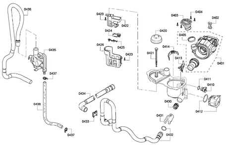 Pump Diagram and Parts List for SHE4AM16UC 02 Bosch Dishwasher