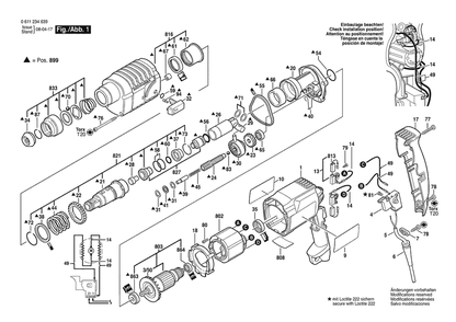 Section 1 Diagram and Parts List for GBH2-20SE 0611234639 Bosch Hammer Drill