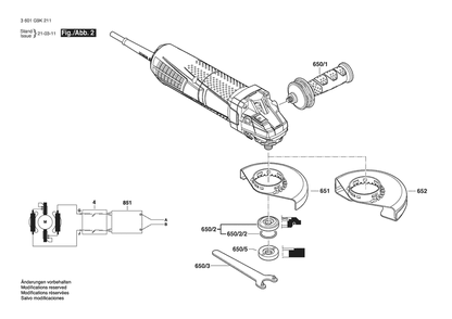 Section 2 Diagram and Parts List for GWS13-60PD 3601G9K211 Bosch Angle Grinder