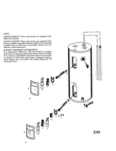 Power Miser 50 Gallon Medium Diagram and Parts List for 153316654  Kenmore Water Heater