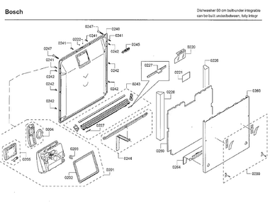 Door Diagram and Parts List for SHVM98W73N 01 Bosch Dishwasher