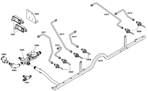 Gas Supply Diagram and Parts List for PRG486EDG01  Thermador Range