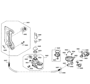 Pump Assy Diagram and Parts List for SPE5ES55UC 07 Bosch Dishwasher