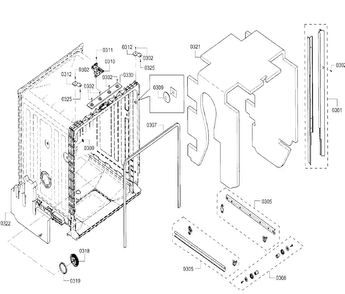 Cabinet Diagram and Parts List for SHE3ARF6UC 21 Bosch Dishwasher