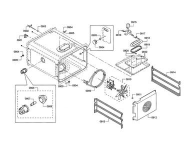 Convection Fan/Lamp Diagram and Parts List for PRD48JDSGU 08 Thermador Range