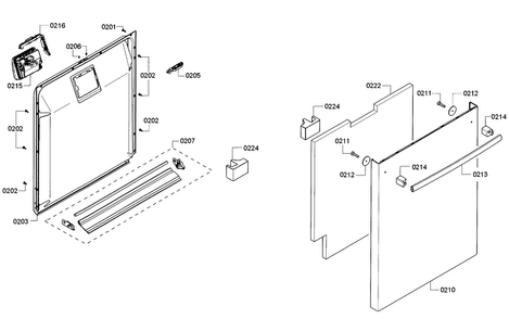 Door Diagram and Parts List for SHX4AT55UC 20 Bosch Dishwasher