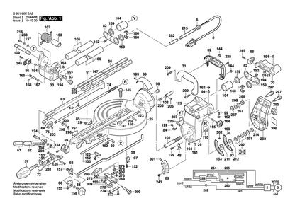 Diagram 1 Diagram and Parts List for 4310 0 601 66E 2A2 Bosch Miter Saw