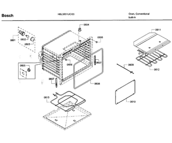 Cavity 2 Diagram and Parts List for HBL5651UC 03 Bosch Wall Oven