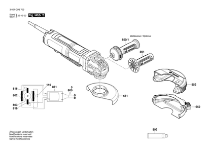 Diagram 2 Diagram and Parts List for 3601GD3730  Bosch Angle Grinder