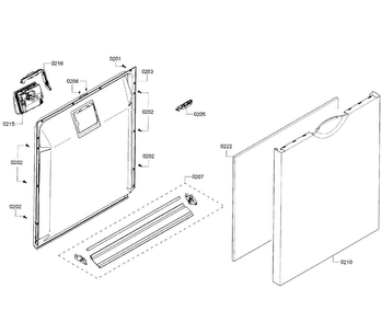 Door Assy Diagram and Parts List for SHE3AR72UC 08 Bosch Dishwasher