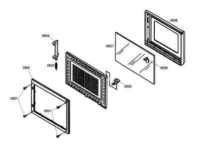 Micro Door Diagram and Parts List for POM301 02 Thermador Microwave