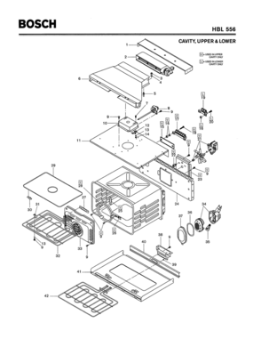 03 - CAVITY, UPPER & LOWER Diagram and Parts List for HBL556  Bosch Range