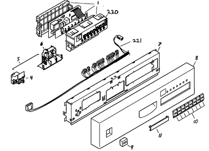 Control Panel Diagram and Parts List for SHU6805UC 14 Bosch Dishwasher