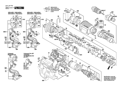 Section 1 Diagram and Parts List for GBH36VF-LIBA 3611J01R10 Bosch Hammer Drill