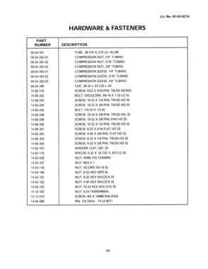 29 - HARDWARE AND FASTENERS Diagram and Parts List for CGBD48RX  Bosch Range