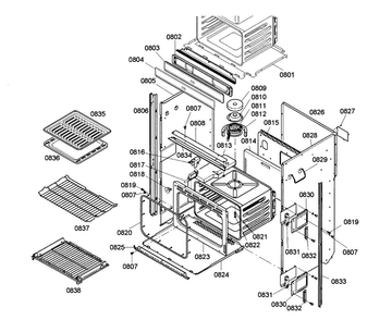 Cavity 2 Diagram and Parts List for HBN755AUC 02 Bosch Wall Oven