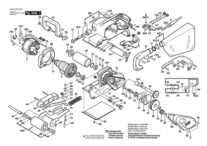 Section 1 Diagram and Parts List for 0601276739  Bosch Belt or Drum Sander