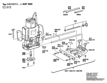 Diagram 2 Diagram and Parts List for GOF1600 0 601 611 034 Bosch Router