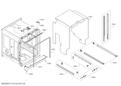 Diagram 3 Diagram and Parts List for SHE68TL5UC 07 Bosch Dishwasher