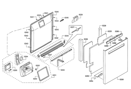 Door/Dispenser Diagram and Parts List for SHPM78W55N 10 Bosch Dishwasher