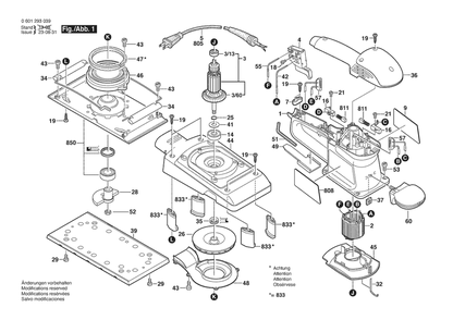Section 1 Diagram and Parts List for GSS280A 0601293039 Bosch Orbital or Palm Sander