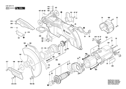 Diagram 1 Diagram and Parts List for CM8S 3 601 M19 110 Bosch Miter Saw